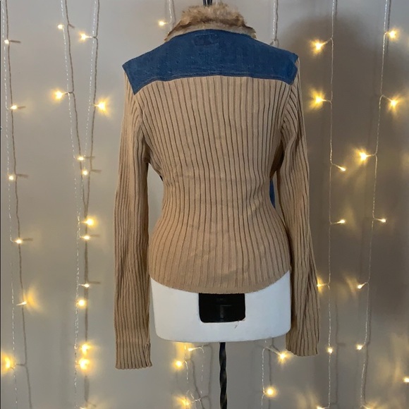 Juniors jean and knit jacket with fur collar - Picture 3 of 3